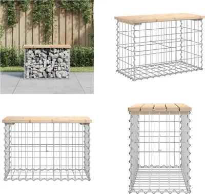 Produktbild von vidaXL Gartenbank aus Gabionen 63x31,5x42 cm Massivholz Kiefer - Gartenbank - Gartenbänke - Outdoor Bank - Außenbank