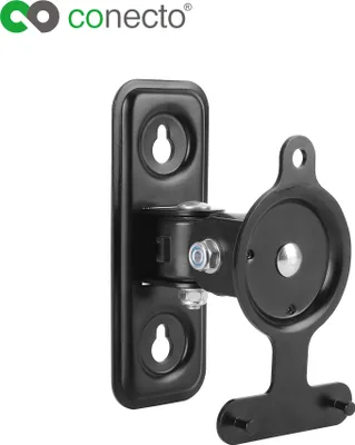 Produktbild von conecto CC50289 Halterung für Lautsprecher (1/4 Zoll oder Play3), neigbar: -85° bis +90°, schwenkbar: -50° bis +60°, drehbar: 0° bis 90°, Wandabstand: 97 mm, Traglast: max. 2,6kg, schwarz