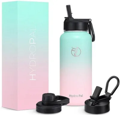 Obrázek produktu pro Izolovaná nerezová láhev na vodu 1000 ml, zeleno-růžová, bez BPA