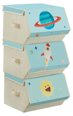 Productafbeelding van SONGMICS Opbergboxen voor kinderen, set van 3, met deksel, 38 x 35 x 25 cm