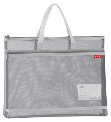 Produktbild von Dokumententasche Netztasche A4 36x28cm Grau mit Doppelreißverschluss und Griff