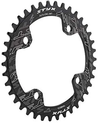 Imagen del producto de Kit de transmisión para bicicleta BMX, con un solo plato, fabricado en aluminio, apto para bicicletas de carretera o de montaña. Disponible en color  o rojo. Modelo: 104