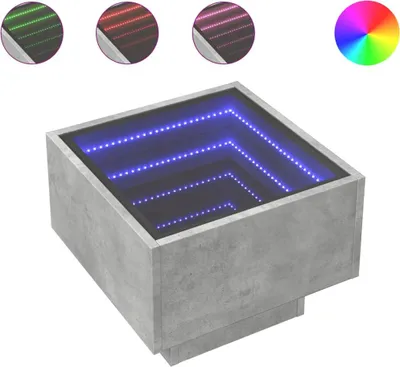 Produktbild von vidaXL Beistelltisch mit LED Betongrau 40x40x30 cm Holzwerkstoff
