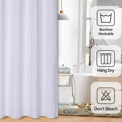 Image de Rideau de douche Azomor Moderne et Zware en polyester avec des rayures élégantes