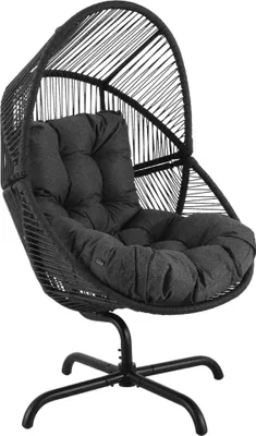 Produktbild von di volio Gartensessel LENO - schwarz, Lounge Sessel aus PE-Rattan mit Stahlgestell, bequem & wetterfest