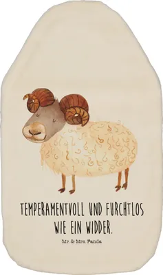 Produktbild von Mr. & Mrs. Panda Wärmflasche Sternzeichen Widder - Weiß - Geschenk, Bettflasche, naturkautschuk, Geburtstag April, wärmebeutel, Wärmekissen, Bock, März, Schafbock