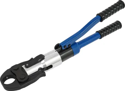 Image de Pince à sertir hydraulique - Outil de sertissage 10 t - Jeu de 7 mâchoires en V V12, V14, V15, V16, V18, V22, V28 - Course 20 mm - 41×12 cm - Bleu