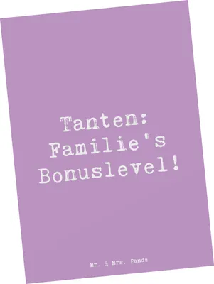 Produktbild von Mr. & Mrs. Panda Postkarte Spruch Tante Bonuslevel - Lavendeltraum - Geschenk, Lustig, Ansichtskarte, Ansichtskarten, herzerwärmende Sprüche, Geschenke, emotional, Freude