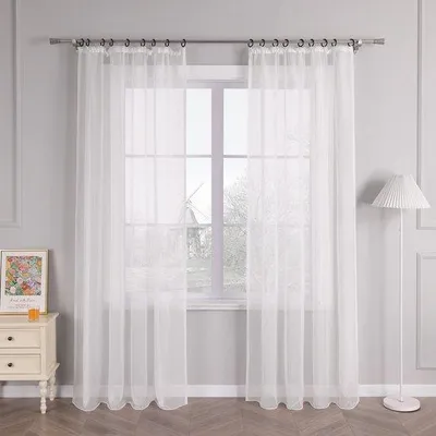 Obrázok produktu pre Unyqoos® Transparentná záclona zo sieťoviny, 100% polyester, šírka 145 cm, výška 145–270 cm, ľahká záclona v rôznych farbách