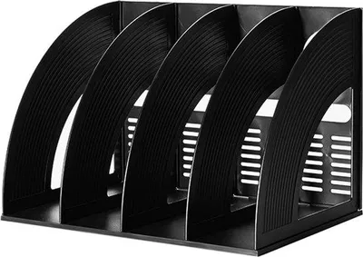 Image de Porte-documents A4 pliable à 4 compartiments - Rangement pour documents et livres - Organiseur pour journaux, noir