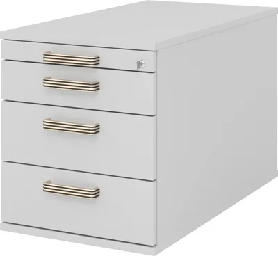 Produktbild von bümö office Rollcontainer - mit 3 Schubladen - Griff: Streifengriff (Kunststoff), Nachbildung: Grau