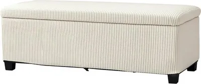 Produktbild von Sitzbank mit Stauraum Polsterbank mit Cord-Optik, Sitztruhe mit Stahlbeine, Truhenbank für Wohnzimmer, Schlafzimmer, Flur 112 x 42 x 40 cm, Beige