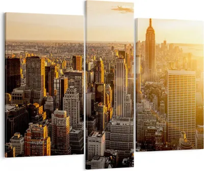 Produktbild von Bild auf Leinwand - Leinwandbild - New York Wolkenkratzer Manhattan - 95x80cm - Wand Bild - Wanddeko - Leinwanddruck - Bilder - Kunstdruck - Wanddekoration - Leinwand bilder - Wandkunst - CB95x80-2672