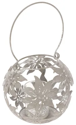 Produktbild von Windlicht Metall Hängedeko Laterne Grau Ø14cm Vintage Terrasse Balkon Teelicht