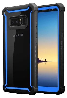 Obrázok produktu pre Cadorabo puzdro pre Samsung Galaxy NOTE 8 ochranné puzdro v modrej farbe puzdro na mobilný telefón TPU silikónový okraj sklenená zadná strana akryl