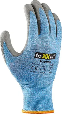 Produktbild von teXXor® Schnittschutz-Strickhandschuhe PolyurethanBESCHICHTUNG 10, grau/hellblau meliert