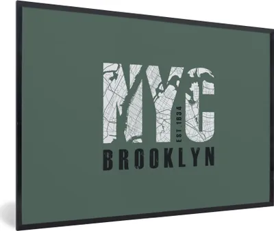 Produktbild von MuchoWow® MuchoWow® Gerahmtes Poster New York - Brooklyn - Grün 90x60 cm - Poster mit zchwarzem Bilderrahmen - Fotorahmen - Foto-Plakat