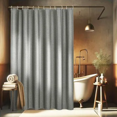 Produktbild von Unyqoos® Duschvorhang 180 x 200 cm, elegant grau – wasserabweisender, hochdicht gewebter Polyester, 12 Metallösen inkl. Kunststoffhaken, blickdicht
