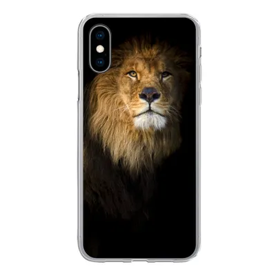 Produktbild von MuchoWow® Handyhülle Schutzhülle Hülle für iPhone X Löwe - Licht - Schwarz - Porträt Silikon Softcase Handy Hülle - Handyhülle