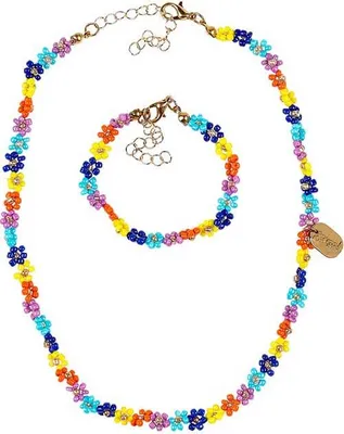 Produktbild von Souza Set Kette + Armband Millie Blumen blau