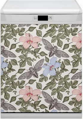 Produktbild von Küche Dekorative Magnete  Magnet Folie für Geschirrspüler 60x70 cm   - Schmetterlinge und Blumen