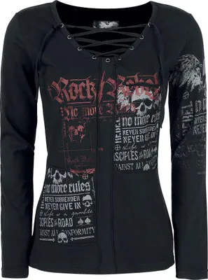Produktbild von Rock Rebel by EMP Damen schwarzes Langarmshirt mit Schnürung L