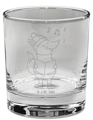 Produktbild von Mr. & Mrs. Panda Cocktailglas Fuchs Sänger - Transparent - Geschenk, Winter, gravur glas, Gin, Tumbler, Singen, Weihnachten, für, Weihnachtslieder