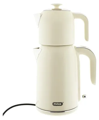 Produktbild von Mulex Tee Express Teekocher 2200W - 2-in-1 Wasserkocher mit Teekanne 1,7L + 1 L, Beige