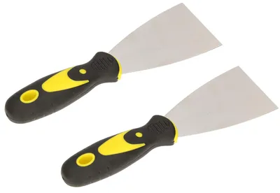 Productafbeelding van Set van 2 roestvrijstalen schilderspatels 60 mm met rubberen greep