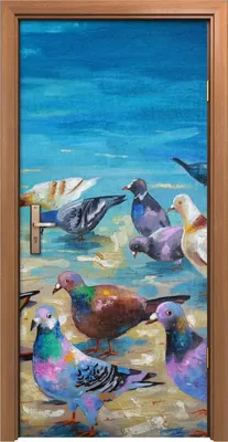 Produktbild von Türposter 90x200 cm Türaufkleber Türtapete Türfolie Klebefolie Strandtauben an der Schwarz Meer küste