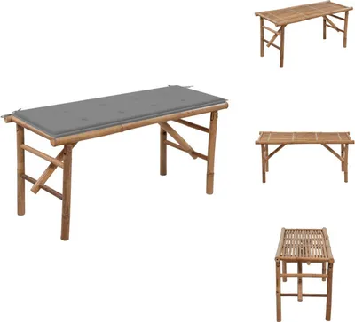 Obrázok produktu pre vidaXL Skladacia záhradná lavička s vankúšom 118 cm bambus - Záhradné lavičky