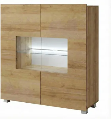 Produktbild von Kommode Amanda Gold Eiche Matt 100x107 cm – Sideboard Holzoptik