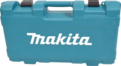 A teal plastic transport case with the Makita logo in white.