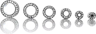 Produktbild von Ohr Flesh Stahl Tunnel Piercing Screw On - mit Kristallen Steinen Weiss - 1903.CZ.4mm