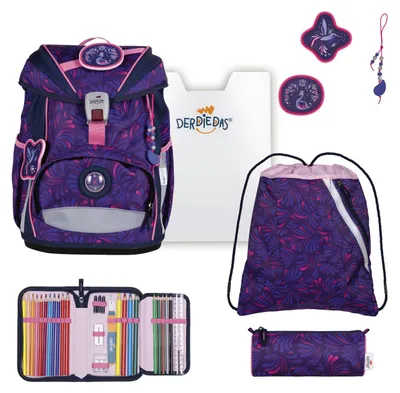 Productafbeelding van DerDieDas schooltas ErgoFlex Light Set 6-delig Magical Bloom paars