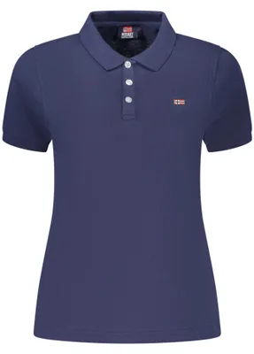 Image de Polo à manches courtes pour femme, bleu, avec broderie et 3 boutons