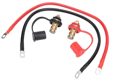 Image de Cosses de batterie à goujon de 3/8 pouces, 250 A, avec capuchon de protection, rouge et noir, pour véhicules automobiles, bateaux, camping-cars et camions de type B