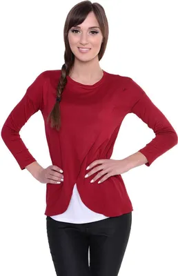 Produktbild von Damen MAMA Umstandshirt Langarm; Bordo XS/S 34/36