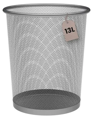 Imagen del producto de Cesta de metal con entramado, de 13 litros, con un diámetro de 26,5 cm, ideal para oficina y dormitorio