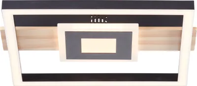 Produktbild von BRILLIANT schwarz braune LED Deckenleuchte Baldo | warmweiß | 24 W 2600 Lumen 3000 Kelvin | 30x28cm | Holzakzente