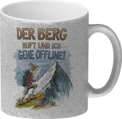 Produktbild von Der Berg ruft Glitzer-Kaffeebecher Wanderer mit Rucksack