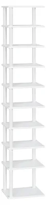 Schmales Schuhregal 10 Ablagen 28x28x173 cm Weiß