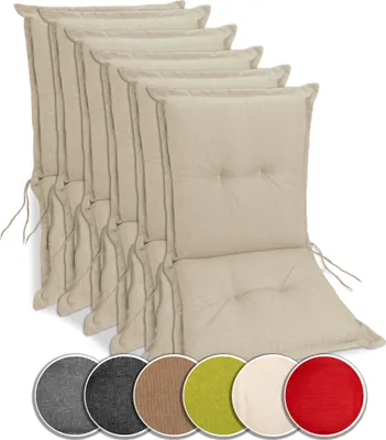 Produktbild von sunnypillow 6 Stück Gartenstuhlauflagen Niedriglehner 100 x 50 x 9 cm  Auflage Polsterauflagen UV-Lichtecht Stuhlauflage Stuhlkissen  Cremefarben