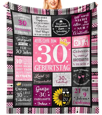 Obrázek produktu pro Solidchoice - Dekorativní plyšová deka k 30. narozeninám, rozměry 150x130 cm