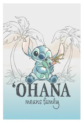 Produktbild von Lilo & Stitch - "Ohana Means Family" Maxi-Poster PM13350 (91,5 cm x 61 cm) (Blau/Schwarz)