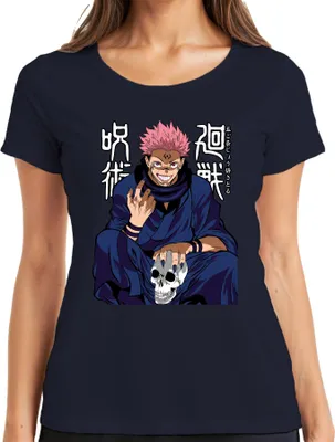 Obrázok produktu pre Sukuna Jujutsu Kaisen Demon Skull Anime Scary Gloomy Dámske tričko, Navy, M