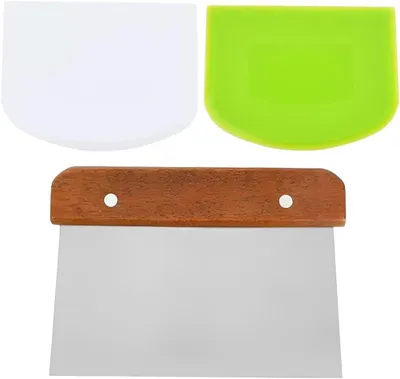 Imagen del producto de Juego de raspadores para masa, de 3 piezas, de acero inoxidable, 15 x 12,5 cm, para la cocina