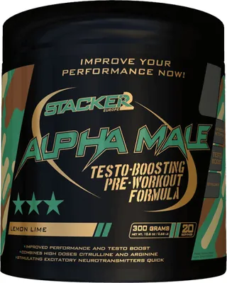 Produktbild von Stacker2 Alpha Male (20 serv) Lemon Lime - Testosteron Booster - Testo-Booster-Komplex