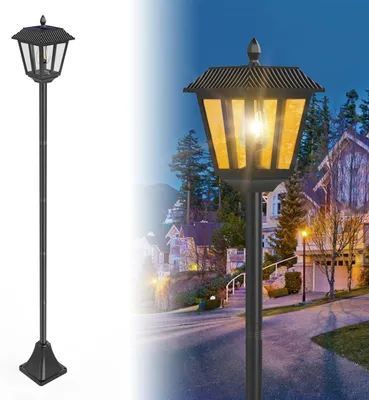 Image de Lampe de jardin solaire, 1,8 m, indice de protection IP44, couleur noire