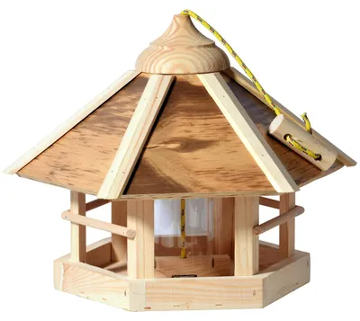 Productafbeelding van Vogelvoederhuisje vogelhuis om op te hangen - Hout - 35 x 35 x 29 cm - Natuurlijk gevlamd